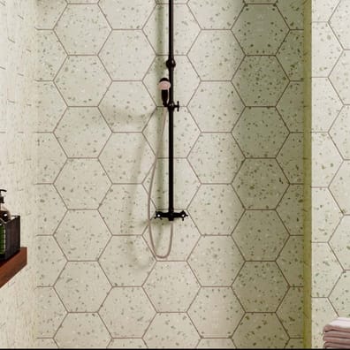 Carrelage hexagonal effet terrazzo SOUTH GREY NATURAL 25x30 - 0.935m²