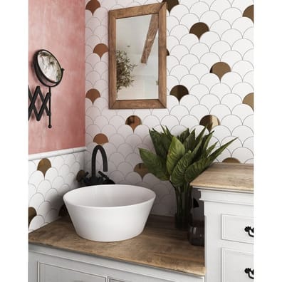 Faïence écaille Carreau or métallisé 10.6x12cm SCALE FAN METALLIC 23842 - 0.37m² - As de Carreaux