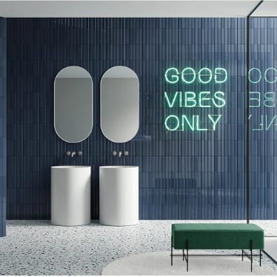 Carrelage Grès Cérame Terrazzo Moderne CANOA BIANCO PETROLIO Mat Intérieur Extérieur 18,6x18,6 cm