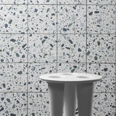 Carrelage Grès Cérame Terrazzo Moderne CANOA BIANCO PETROLIO Mat Intérieur Extérieur 18,6x18,6 cm