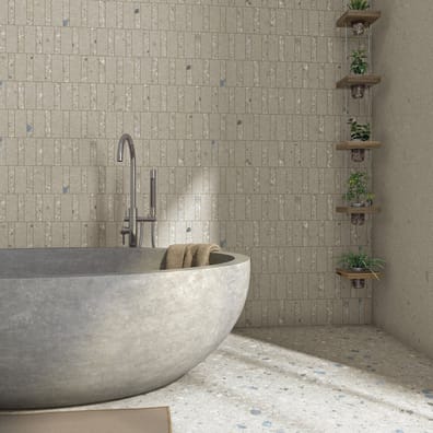 Carrelage grand format aspect terrazzo JACEE CENIZA   80X80- 1,28 m²