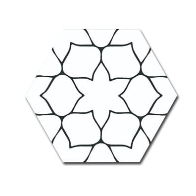 Carrelage tomette décorée KERNA WHITE 28.5X33 - 1 m²