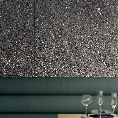 Carrelage grès cérame brillant effet pierre ALBURY GRAPHITE 75X75 - 1,12m²