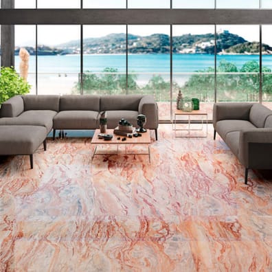 Carrelage effet marbre grand format OROBICO RED POLI - 120X120 - 1,44 m²