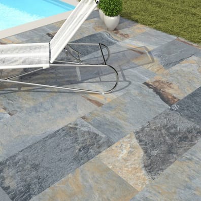 Carrelage piscine effet pierre naturelle FIDJI 15x15 cm R9 - 0.99 m²