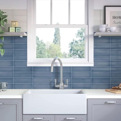 Carrelage style zellige GHENT Steel Blue Glossy - 6,9X24 - 0,5 m²