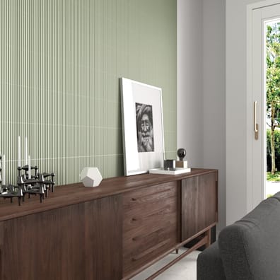 Carrelage mural uni et coloré à relief CALO ONDA TANSY GREEN MATT - 5X20 - 0,38 m²