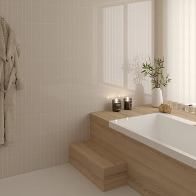 Carrelage mural uni et coloré CALO BEIGE PALE - 5X20 - 0,5 m²