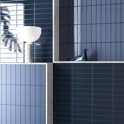 Faience pâte blanche effet vague CALO BANYAN BLUE MATT - 5X20 - 0,5 m²
