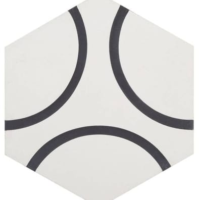 CIMI24 - CARREAU CIMENT HEXAGONE DECOR MODERNE BLANC CASSE / ANTHRACITE 16mm- 0,48 m²