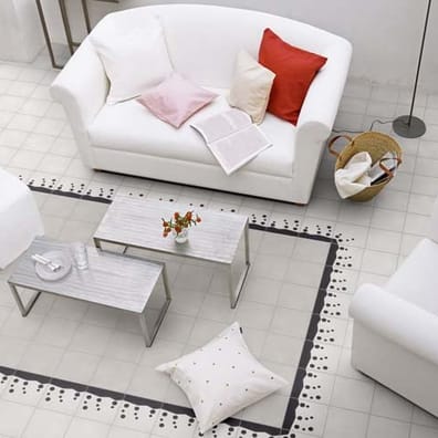 CIMI26 - CARREAU CIMENT 20X20 DECOR MODERNE BLANC CASSE / ANTHRACITE 16mm- 0,48 m²