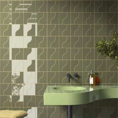 Faience pâte blanche effet vague CANNE GARDEN GREEN - 8,3X12 - 0,48 m²