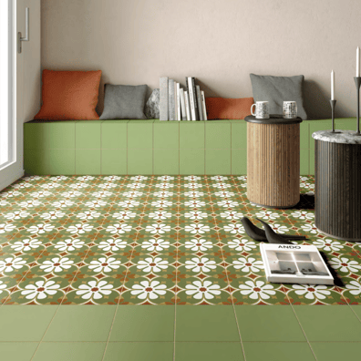 Carrelage effet carreau ciment  RIZOLI GREEN 20X20 - 1 m²