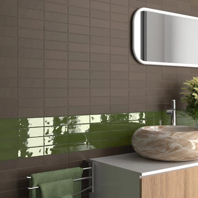 Carrelage terre cuite zellige FRESCO GREEN GLOSS 5X15 - 0.495 m²