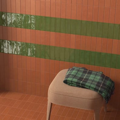 Carrelage terre cuite zellige FRESCO GREEN GLOSS 5X15 - 0.495 m²