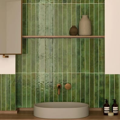 Carrelage effet Zellige BORA GREEN 5x40 cm