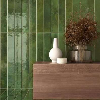 Carrelage effet Zellige BORA GREEN 5x40 cm