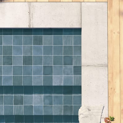 Carrelage Piscine effet Zellige SPLASH COLONIAL BLUE 15x15 cm