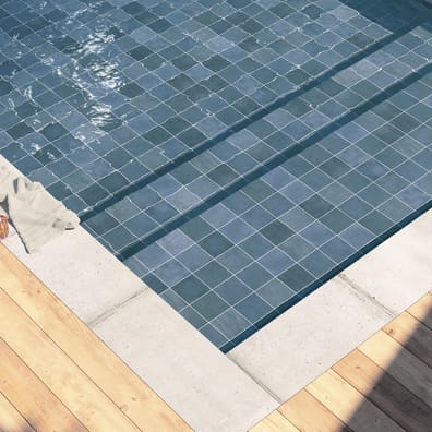 Carrelage Piscine effet Zellige SPLASH COLONIAL BLUE 15x15 cm
