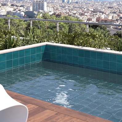 Carrelage Piscine effet Zellige SPLASH GLACIER 15x15 cm