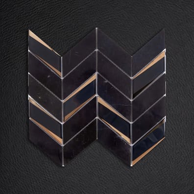Mosaique MIX MARBRE VERRE FLECHE NOIR ET OR - 27,5x33,5 cm - VENO41 - 1 unité