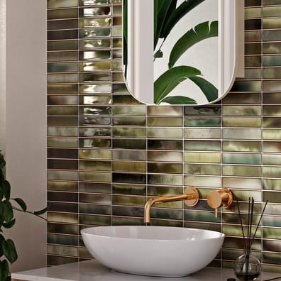 Faïence brillante salle de bain BOREALUX GREEN 15x30 cm
