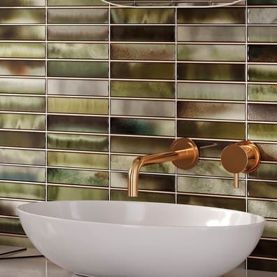 Faïence brillante salle de bain BOREALUX GREEN 15x30 cm