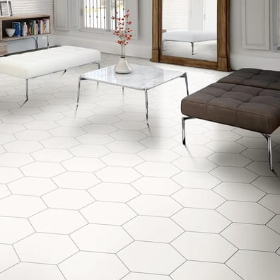 Tomettes, hexagones Carrelage tomette blanche 33x28.5 OPAL BLANC - 1m² - As de Carreaux
