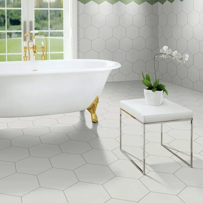 Tomettes, hexagones Carrelage tomette blanche 33x28.5 OPAL BLANC - 1m² - As de Carreaux