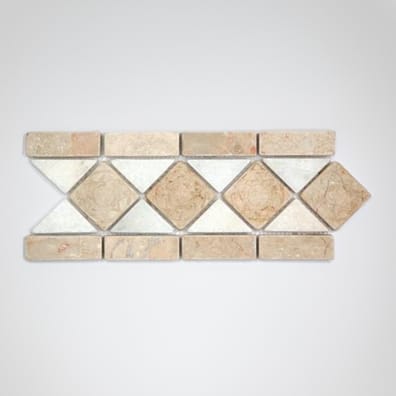 GM124 marbre beige antique et afyon white 12x30.5 cm - Frise pierre naturelle - As de Carreaux