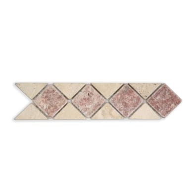 512 travertin rouge et beige 7x28.5 cm cm - Frise pierre naturelle - As de Carreaux