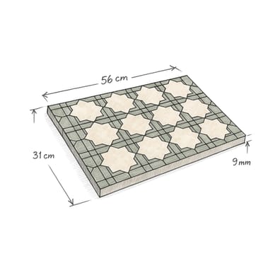 Carrelage tradition TETUAN COTTO EMERALD 31 x 56 cm