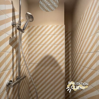 Carrelage interieur pas cher Carreau style ciment rayure ocre 20x20 cm GOROKA - 1m² - As de Carreaux