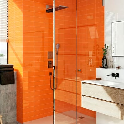 Carreau métro plat orange brillant 10x30 cm - boite de 1.02m²