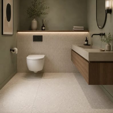 Carrelage imitation ciment et terrazzo NINOV RECTIFIE BEIGE 80X80 - 1,28 m² - Cuisine - Sol