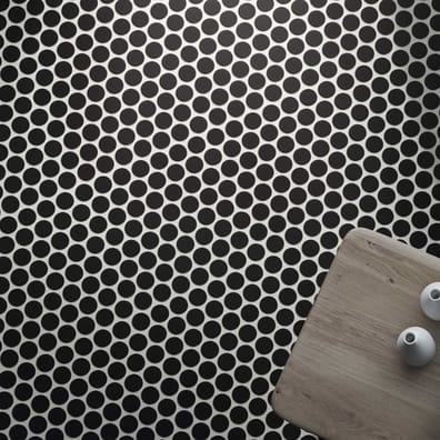 Carrelage imitation mosaïque 30,9x30,9 cm CIRCLE BLACK - 0.86m² - Sol - Intérieur