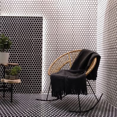 Carrelage imitation mosaïque 30,9x30,9 cm CIRCLE BLACK - 0.86m² - Sol_&_mur - Intérieur - Salon