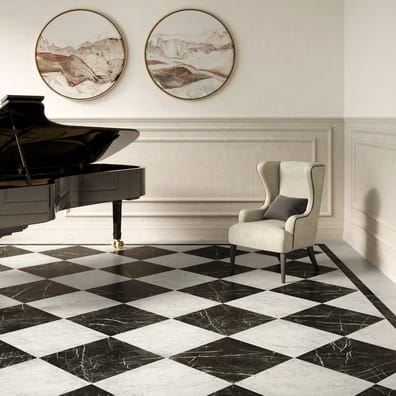 Carrelage effet marbre MEDICI NERO MARQUINIA RETT 10x60 cm