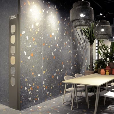 Carreau style terrazzo STRACCIATELLA-R GRAFITO 80 x80 cm - R10