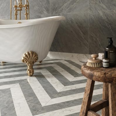 Carrelage effet marbre Medici Bardiglio gris 60x60 cm Mat Rectifié