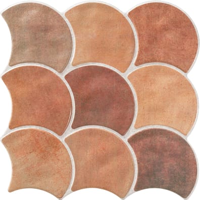 Carrelage Grès Cérame Écaille Terre Cuite SCALE COTTO Brillant Sol Mur Intérieur Extérieur 30x30 cm