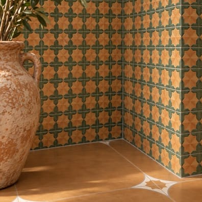 Carrelage Grès Cérame Zellige Oriental Tetuan Cotto Emerald Brillant Mural 31x56 cm