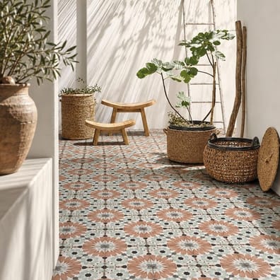 Carrelage aspect ciment STRYMON Beige Terracotta 20x20 cm Grès cérame