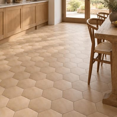 Carrelage Grès Cérame Effet Terre Cuite Hexagonal CALLOT HEX TERRA Mat R10 15x17,3 cm Intérieur Extérieur