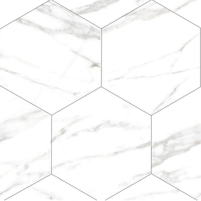 Carrelage effet marbre blanc avec délicates veines grises hexagone 60x60 cm