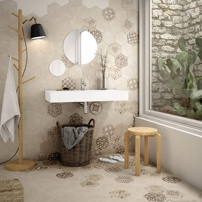 Carrelage tomette 17.5x20 - HEXATILE CEMENT SAND - 22095 R10 - 0.71m²