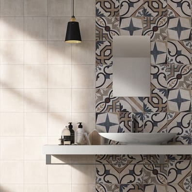 Carrelage imitation ciment 20x20 cm MANCHESTER - 1.16 m² - Mur - Intérieur - Salle_de_bain