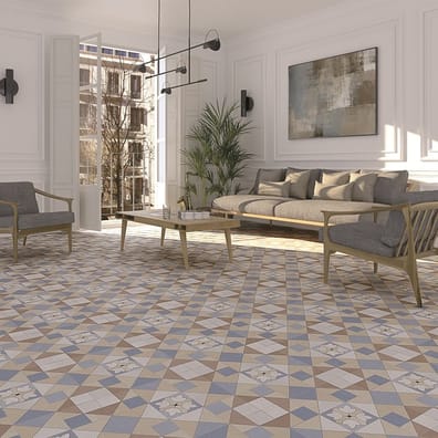 Carrelage imitation ciment 15x15 cm SCRANTON BLEU CIEL Rectifié - 1m²