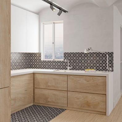 Carrelage style ancien ciment NATTE BLACK 16.5x16.5 cm - 0.55m²