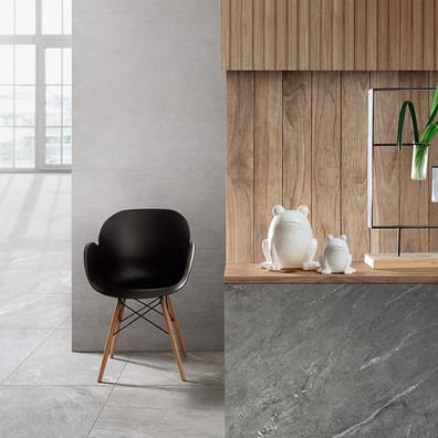 Carrelage brillant rectifié grès cérame effet pierre CAIRNS GRIGIO CHIARO 45X90 - 1,215m²